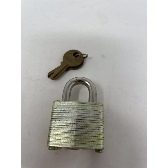 Vintage Master Lock #3 Secret Service Padlock Box 2 Keys Laminated Steel - Picture 7 of 9